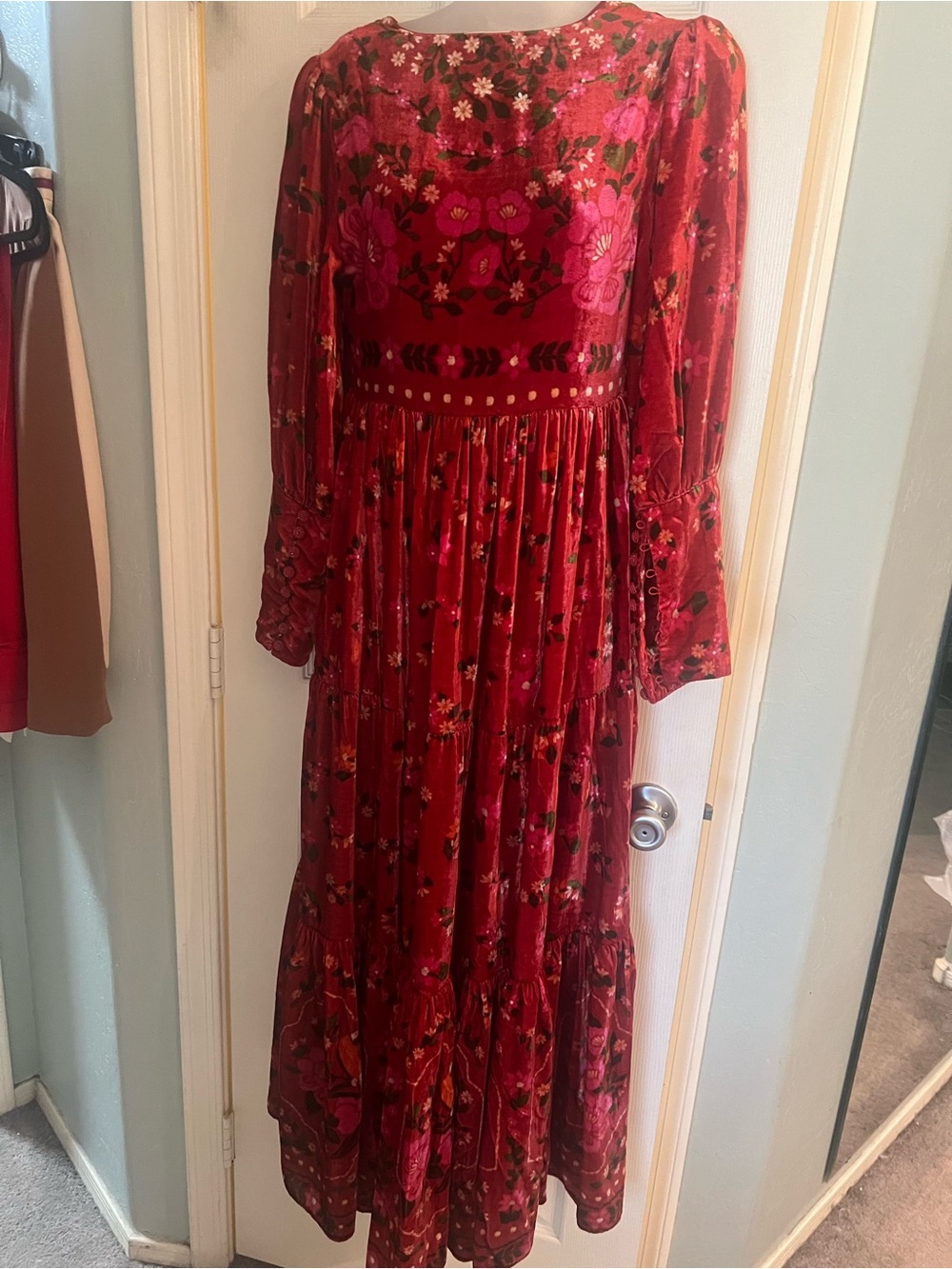 Farm Rio velvet romantic garden XS maxi dress - Picture 4 of 4